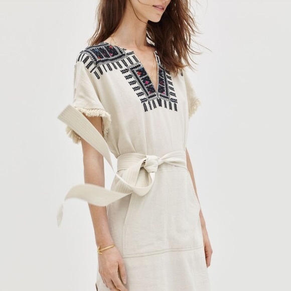 Madewell Paradise linen blend embroidered dress - Picture 4 of 8